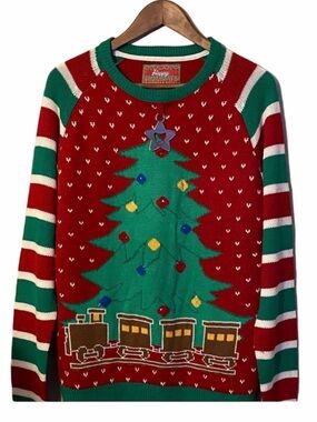 Festive Christmas Tree Sweater - Red and Green